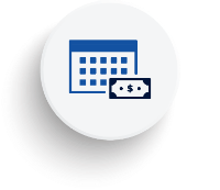 Line drawing of calendar behind a dollar bill