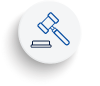 Line drawing of a gavel and block