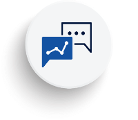 Line drawing of speech bubbles showing dot charts