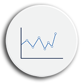 Circle with line drawing of a dot chart